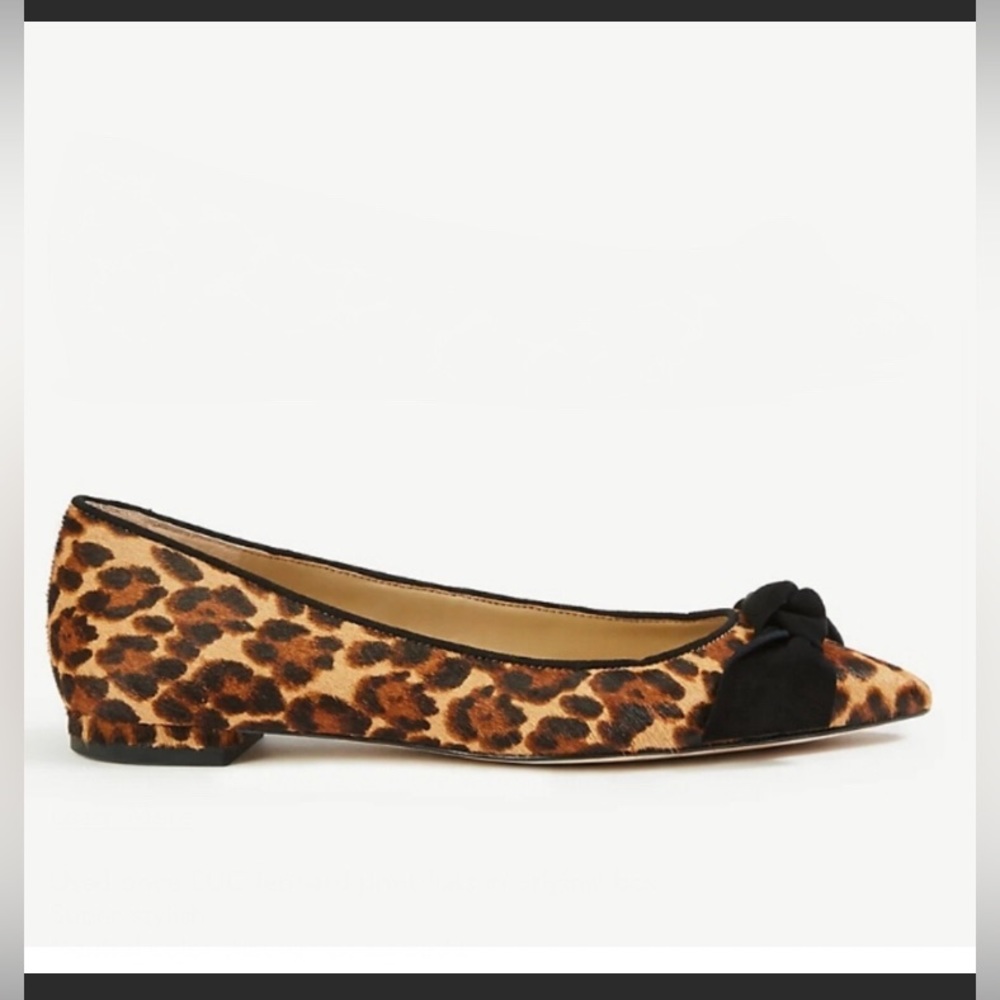 Ann Taylor Camryn Leopard Print Haircalf Bow Flats US 8.5 - Picture 2 of 9